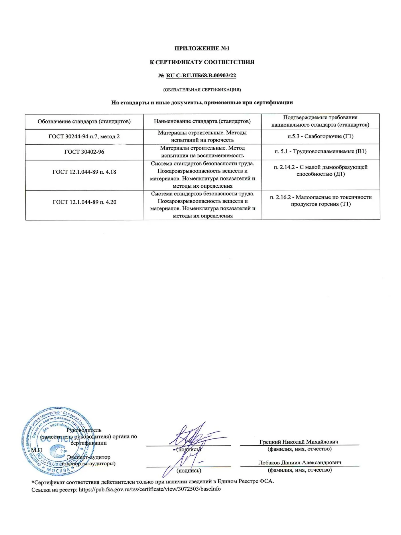 АУДЕК ГВЛ, эмаль — пажарны сертыфікат — старонка 2